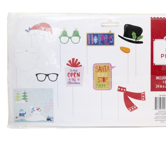 Holiday Time 10 Piece Christmas Photo Booth Prop Kit with Back Drop NWT - Picture 3 of 11
